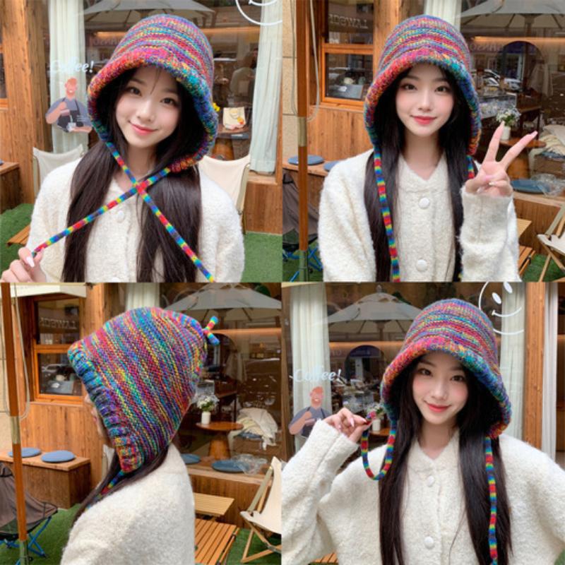 1 adet yeni gökkuşağı çizgili  - Knit Beanie Hat Warm incelemesi ve fiyatı